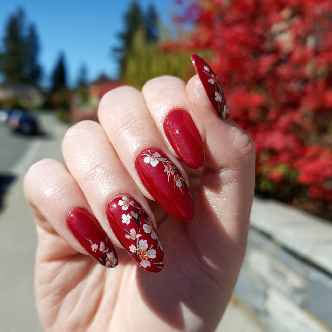 Red Almond Nails
