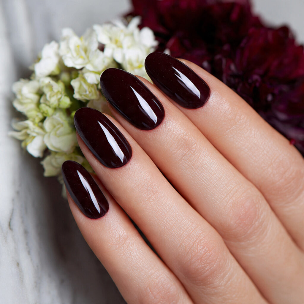 black cherry high shine nails