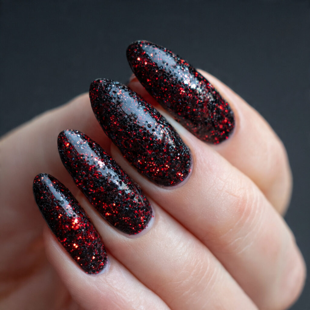 black glitter with red base