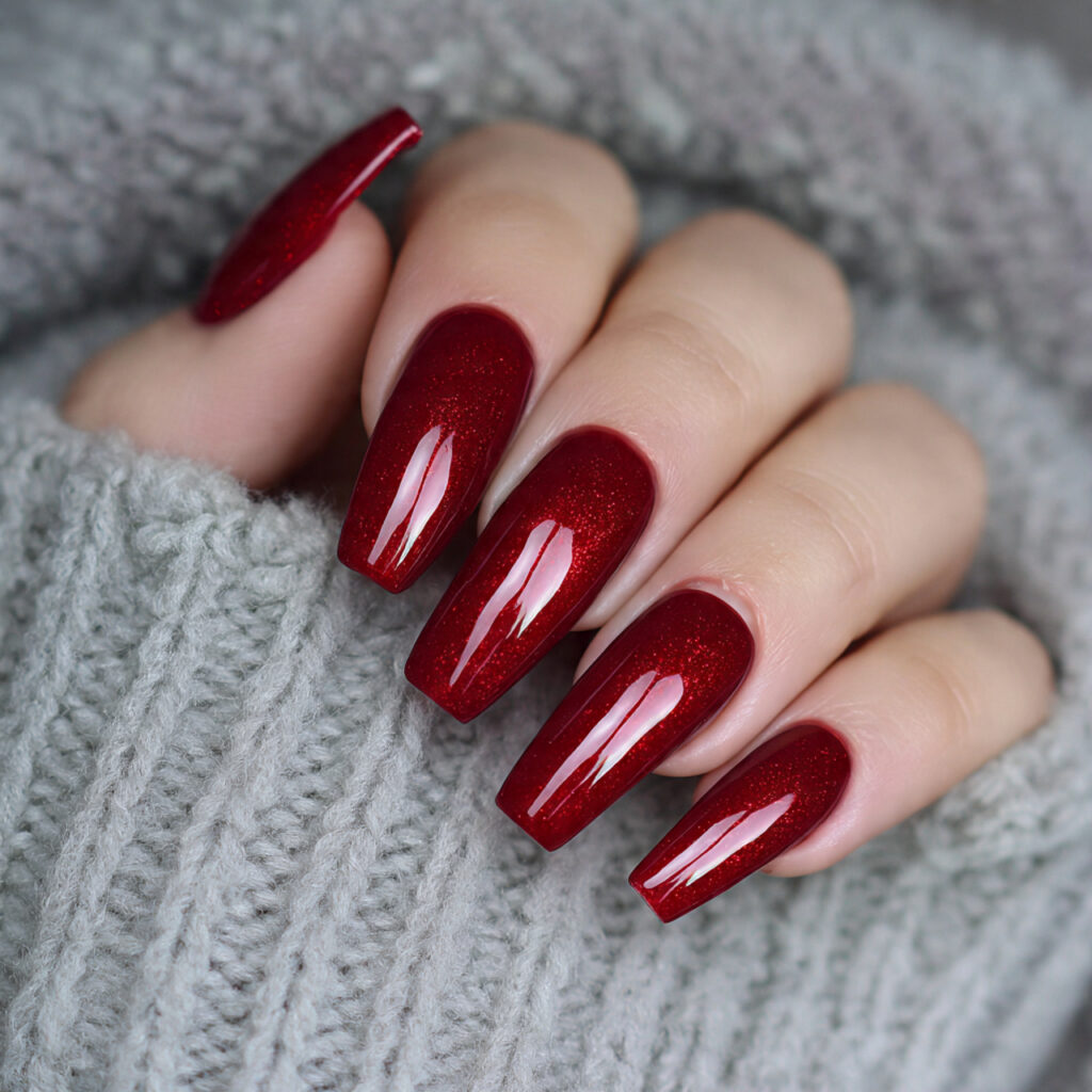 cherry red coffin acrylic glam