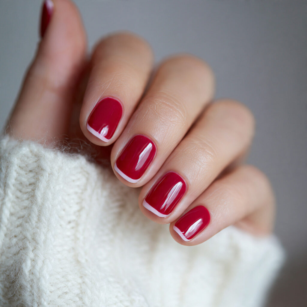 Red French Nails: 14 Chic, Romantic & Trend-Forward Ideas You’ll Want to Screenshot 1 cherry red french on short square nails