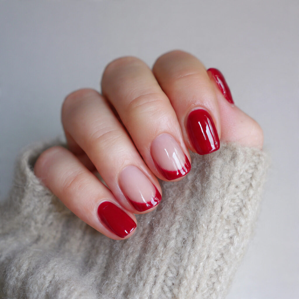 cherry red french tips