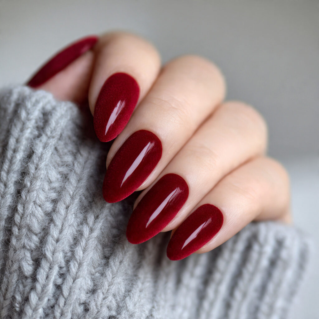 cherry red velvet nails