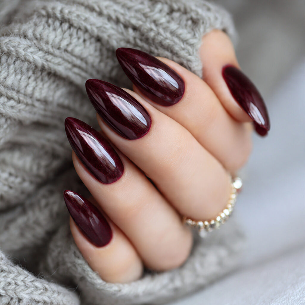dark cherry almond nails