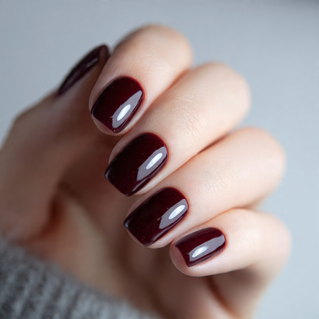 dark cherry short nails