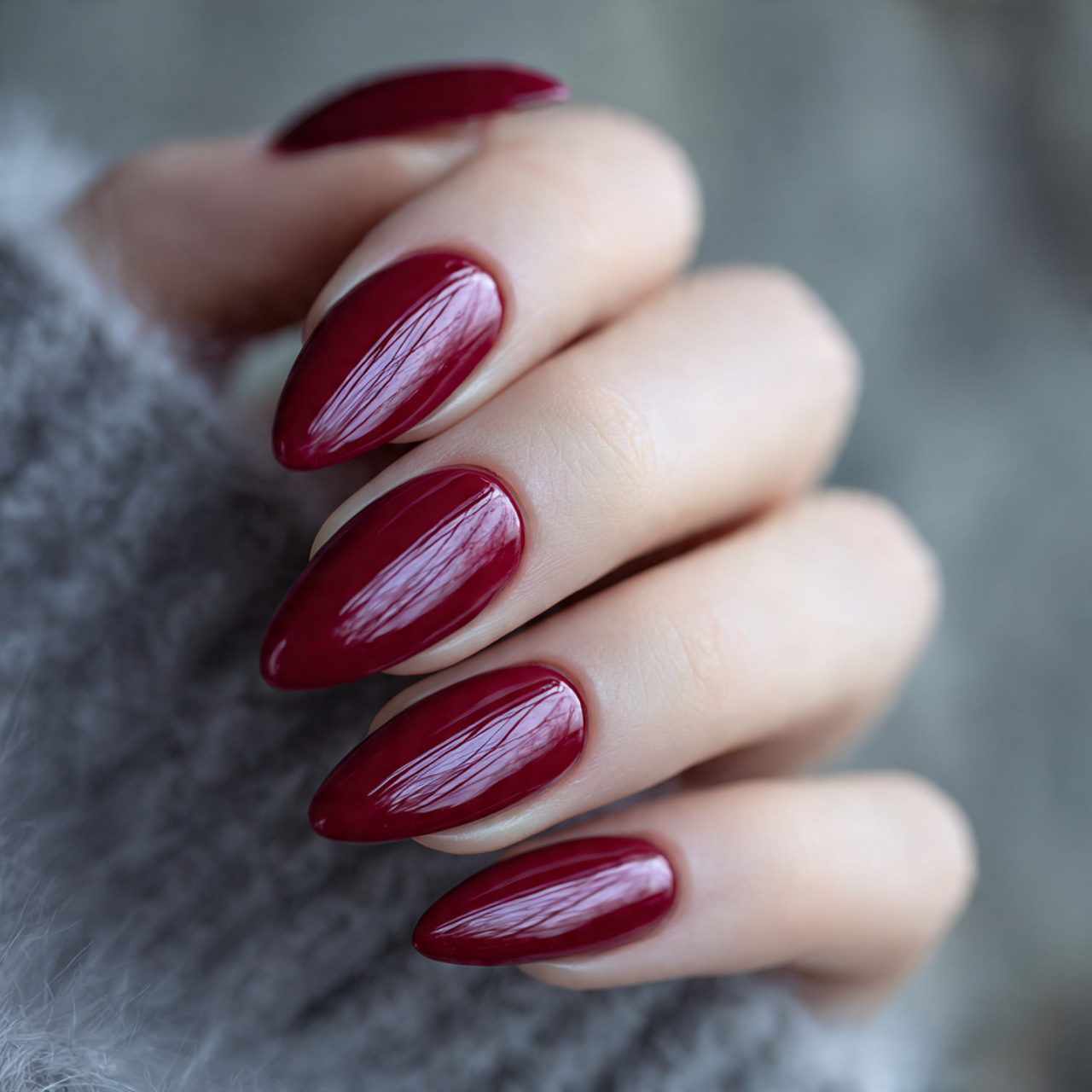deep crimson almond nails