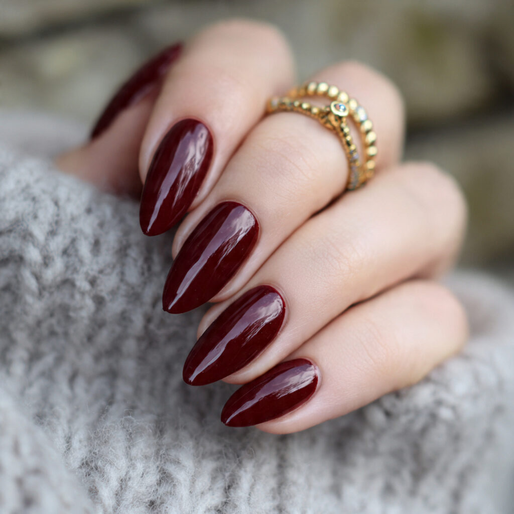 deep ruby red almond elegance nails