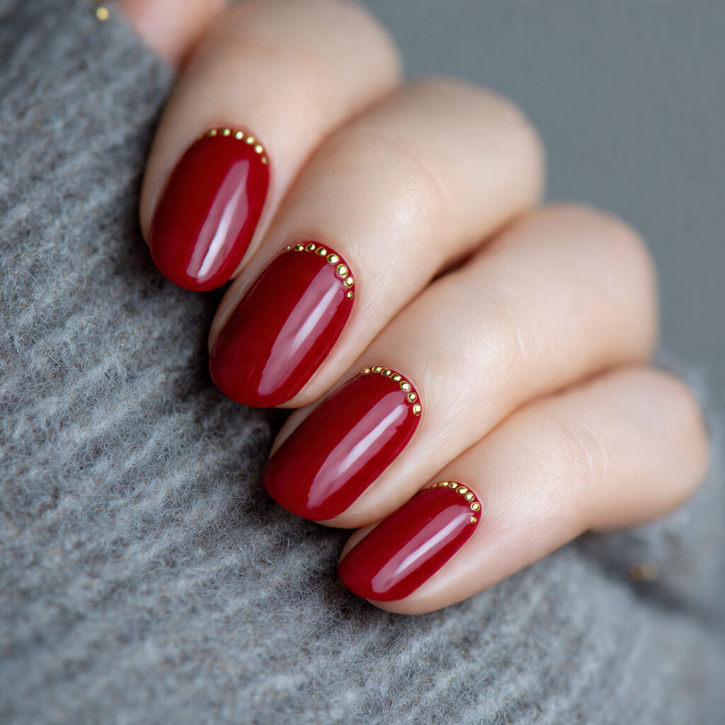Red Nails Design: 12 Bold, Cute & Trendy Ideas You’ll Want to Screenshot Instantly 6 glossy red with tiny gold accent nails