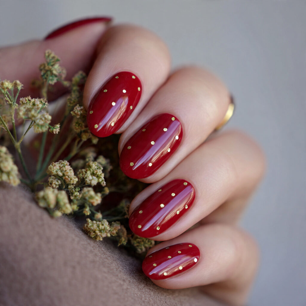 Glossy Red with Tiny Gold Dot