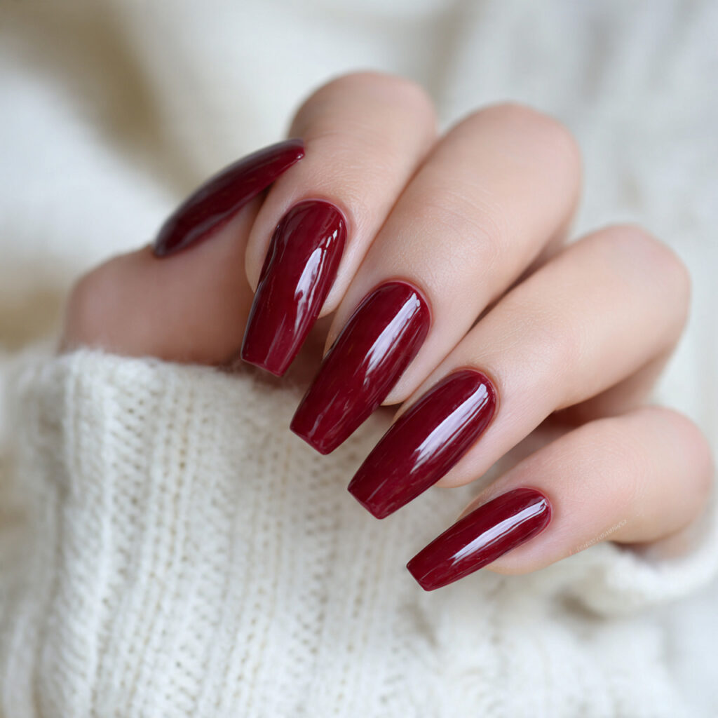 Red Nails Design: 12 Bold, Cute & Trendy Ideas You’ll Want to Screenshot Instantly 3 long crimson coffin acrylic nails