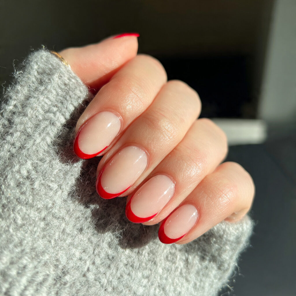 Red French Nails: 14 Chic, Romantic & Trend-Forward Ideas You’ll Want to Screenshot 6 matte base with glossy red french