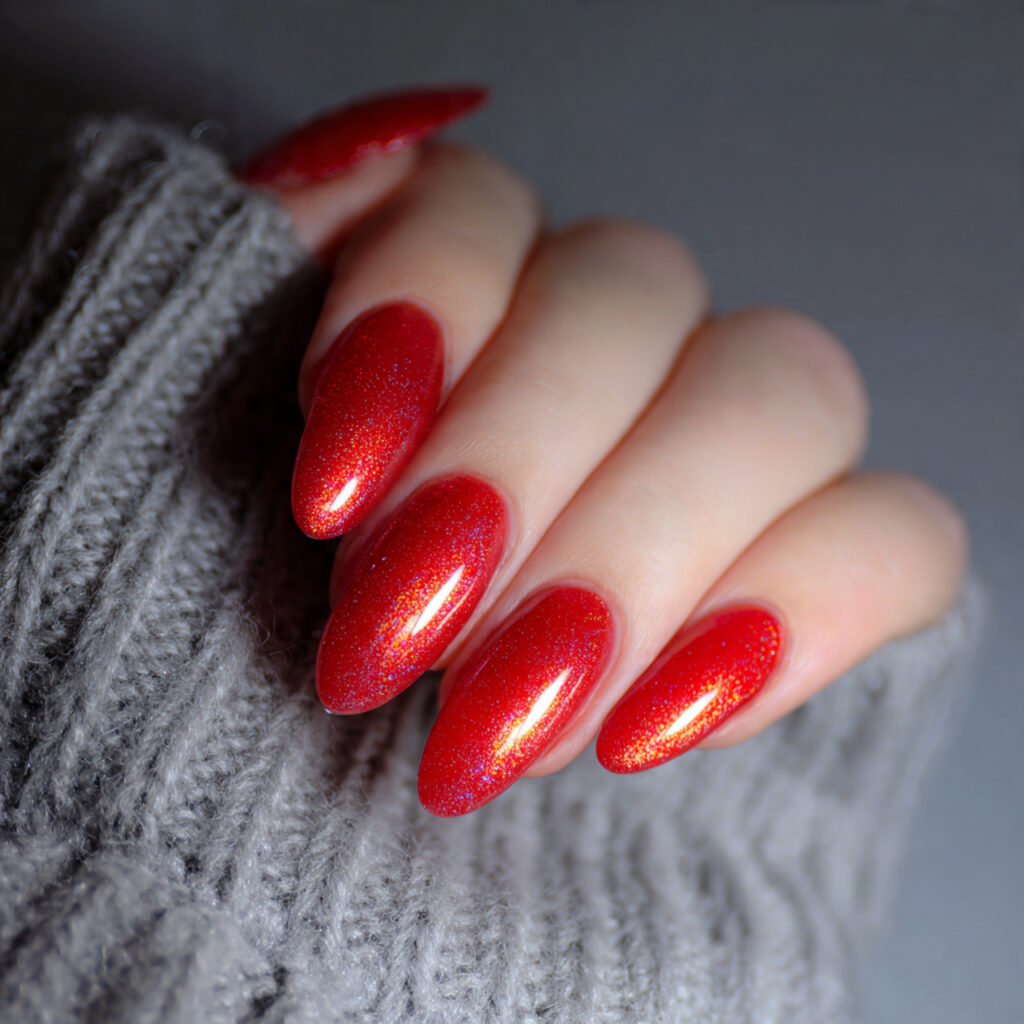 red almond aura glow nails