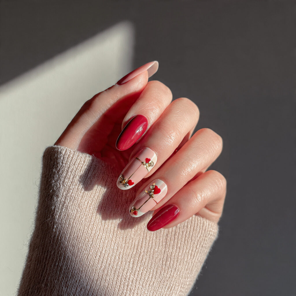 Red Nails Design: 12 Bold, Cute & Trendy Ideas You’ll Want to Screenshot Instantly 11 red and blush alternating nails