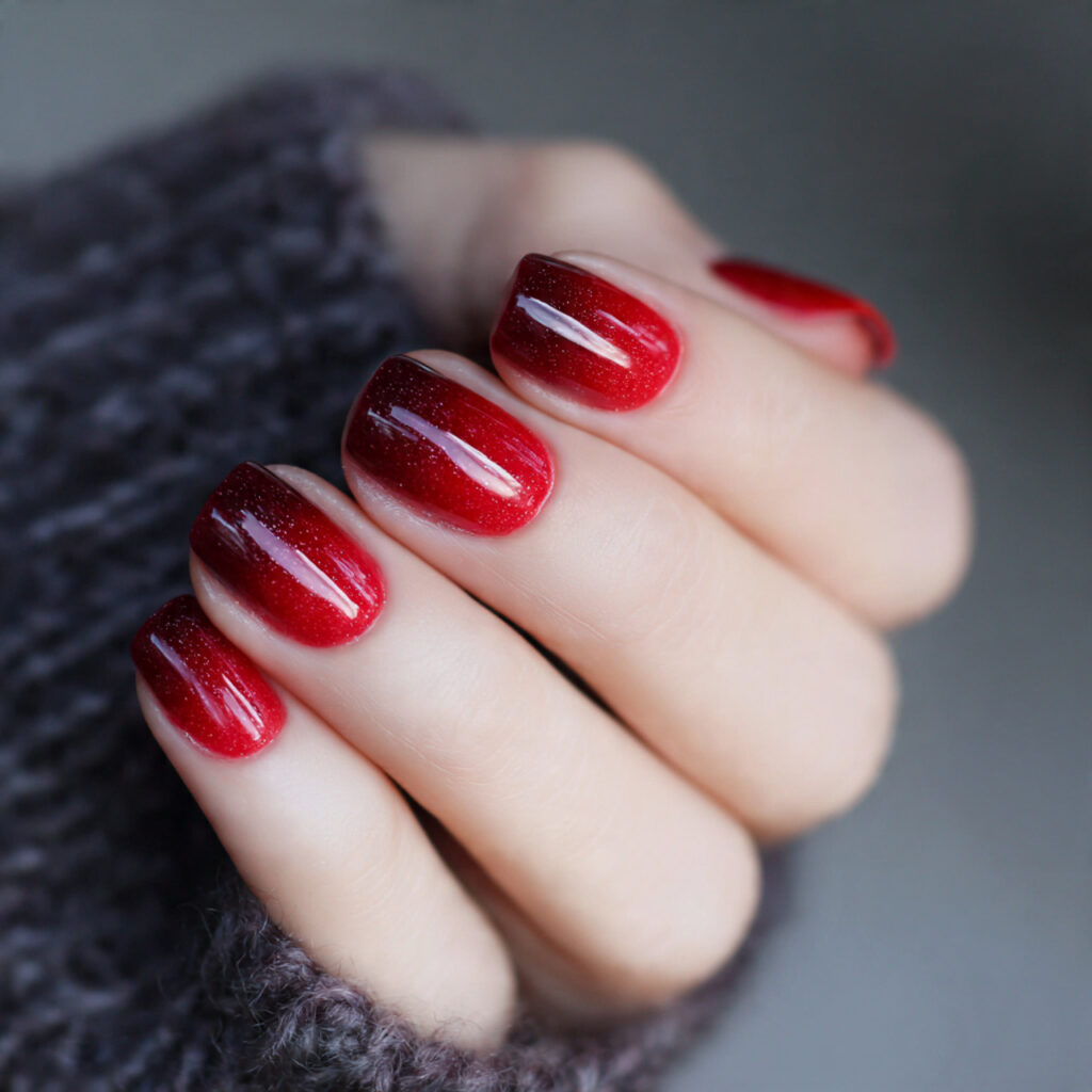 red aura short nails