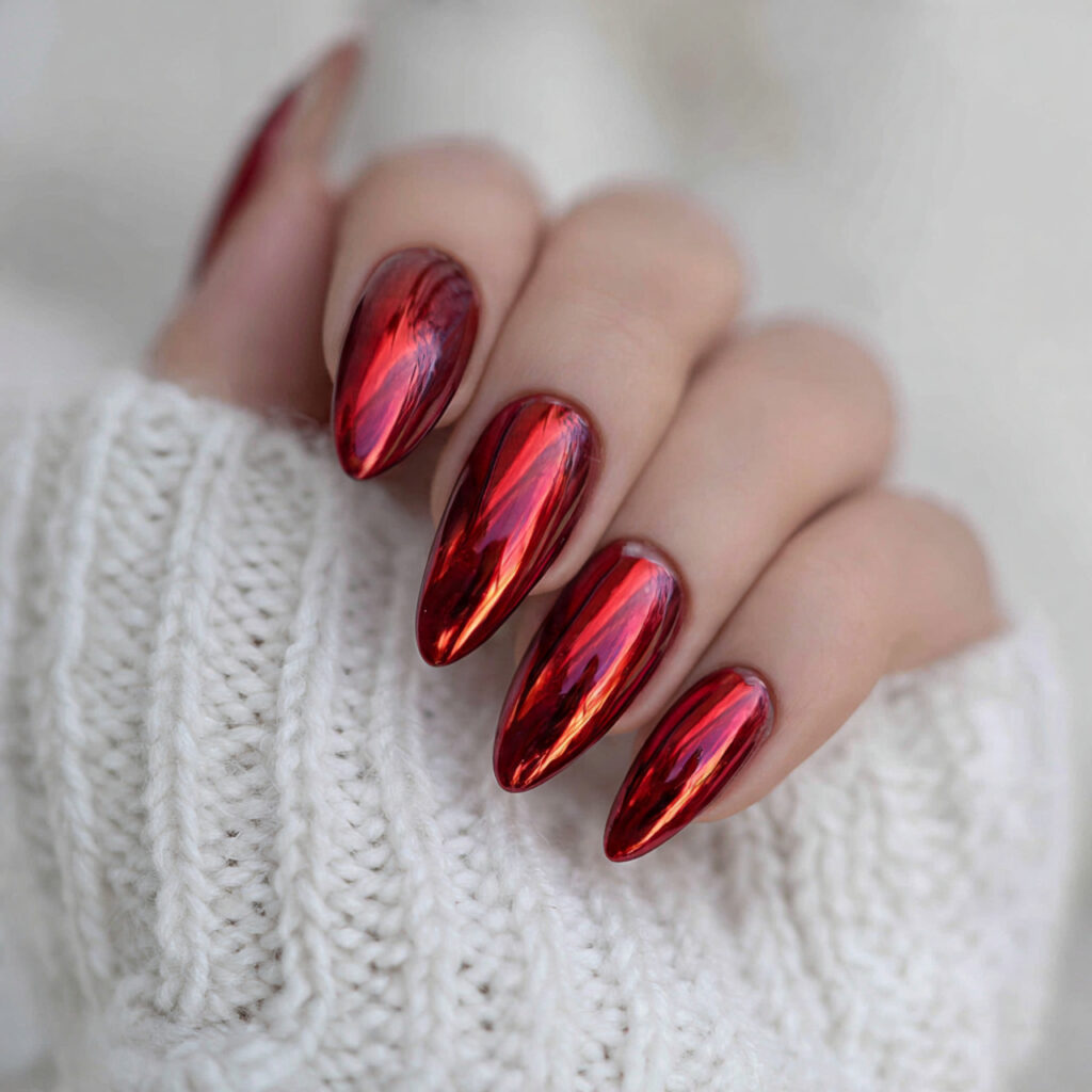 Red Nails Design: 12 Bold, Cute & Trendy Ideas You’ll Want to Screenshot Instantly 7 red chrome nails 1