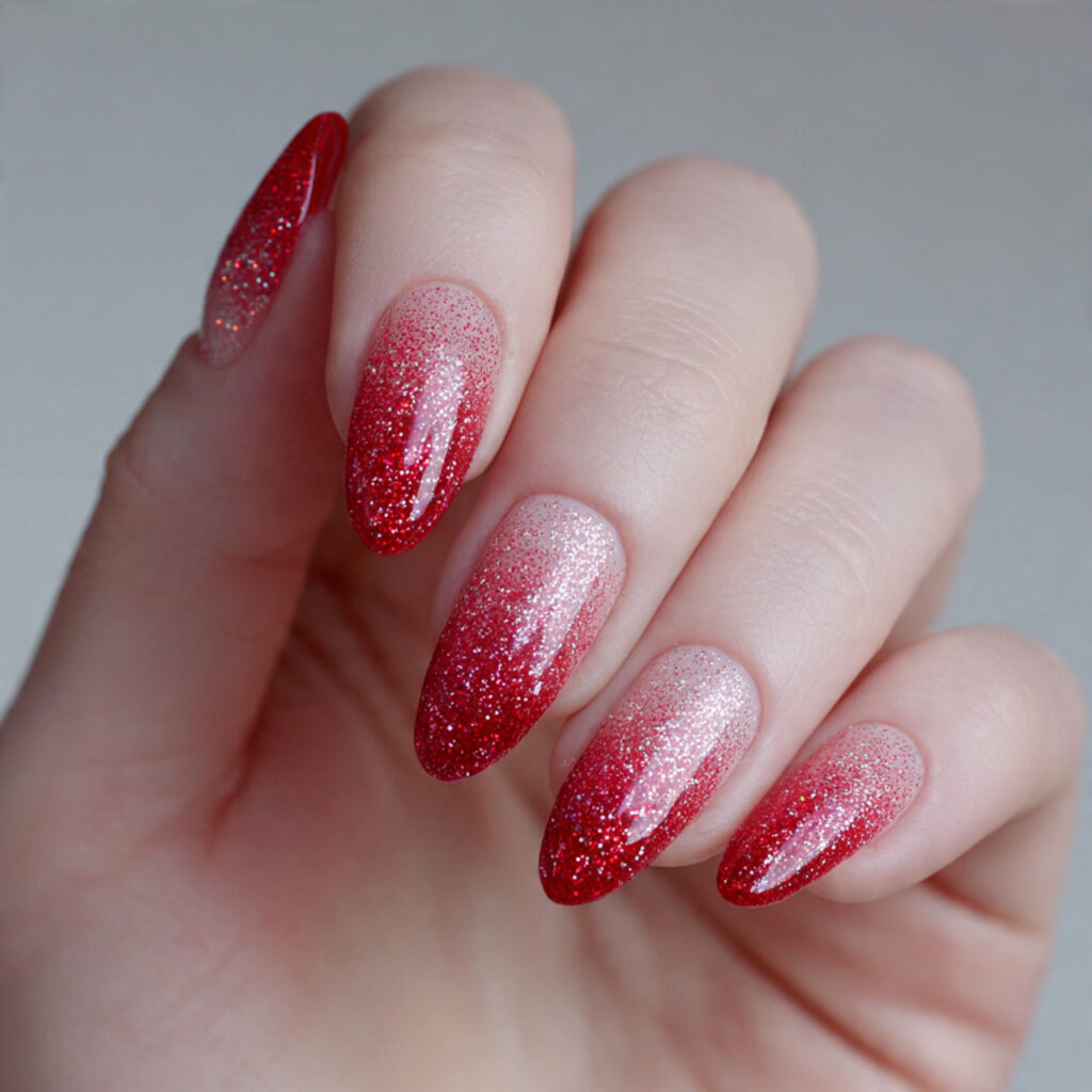 Red Nails Design: 12 Bold, Cute & Trendy Ideas You’ll Want to Screenshot Instantly 8 red glitter ombre nails