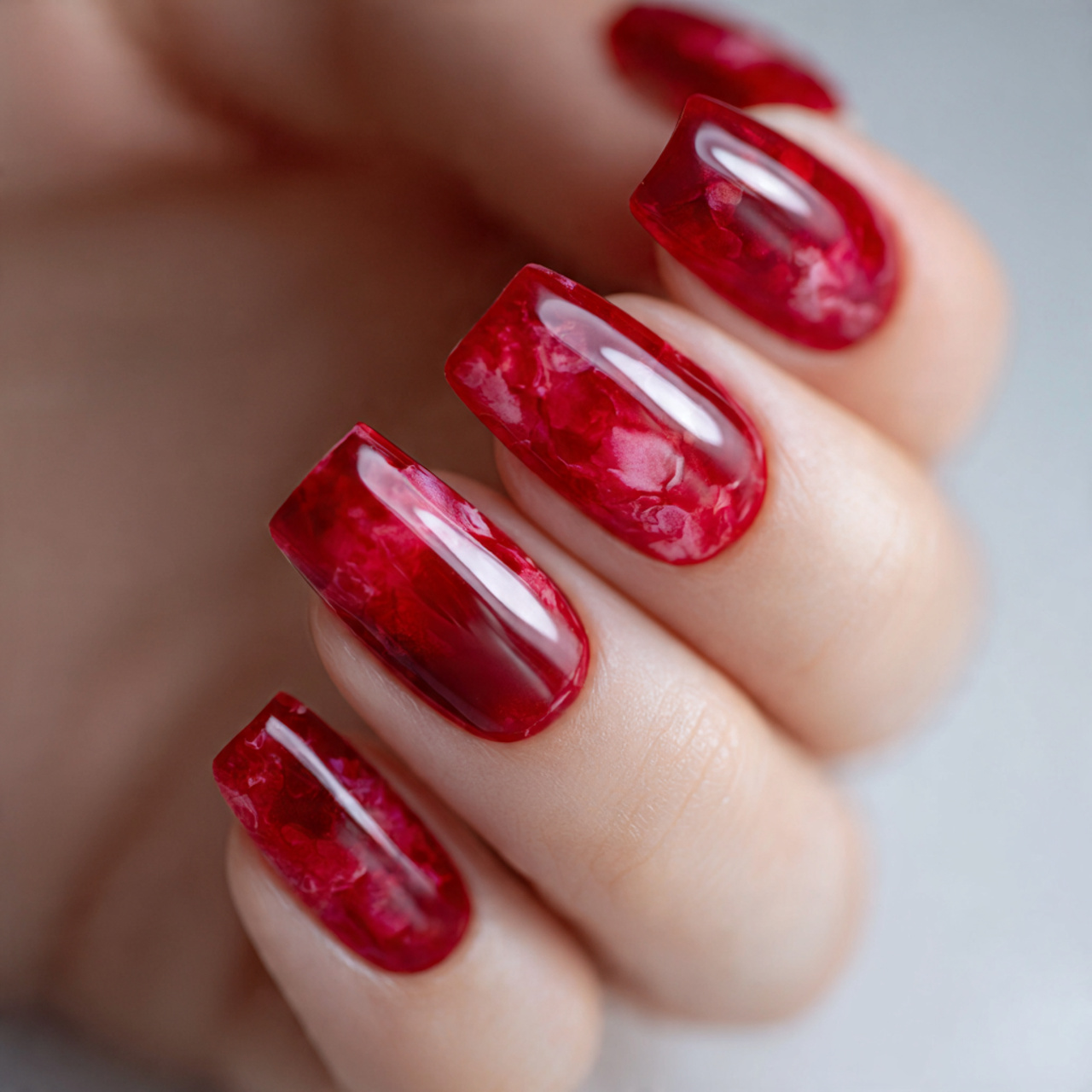 red jelly nails