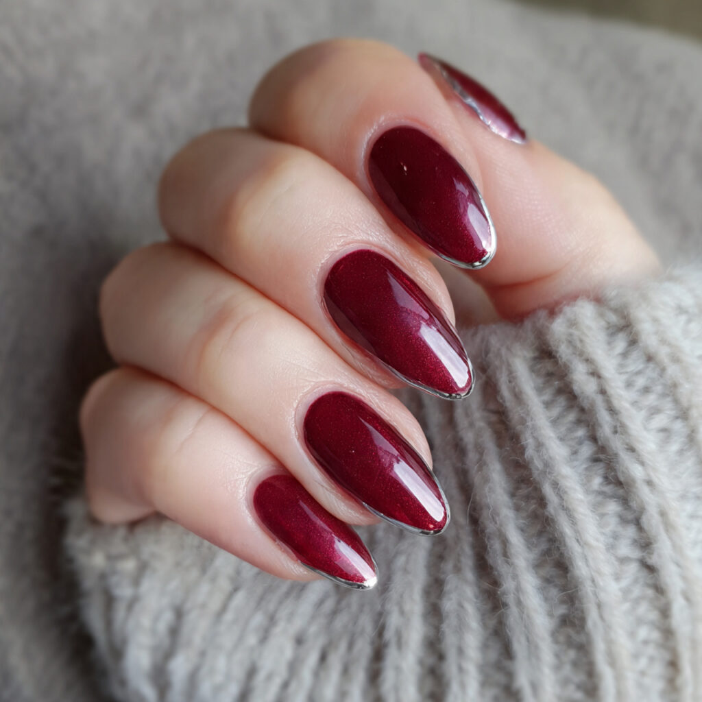 Red French Nails: 14 Chic, Romantic & Trend-Forward Ideas You’ll Want to Screenshot 2 ruby red french almond elegance nails