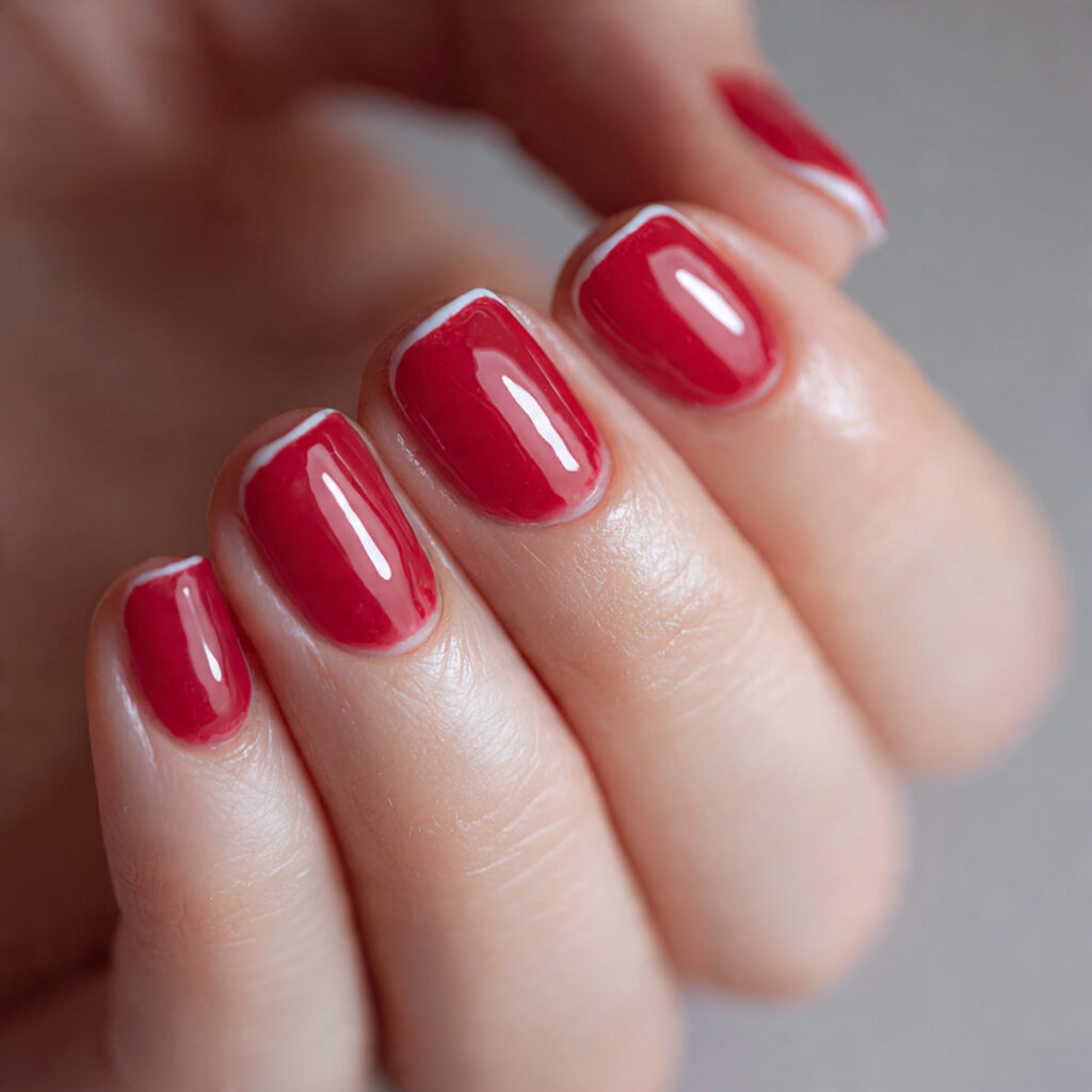 short red micro french nails