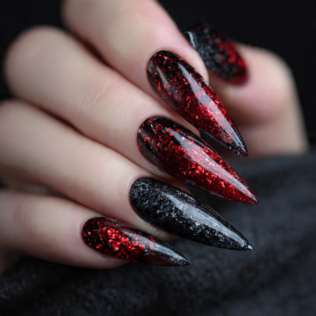 Black and Red Nails
