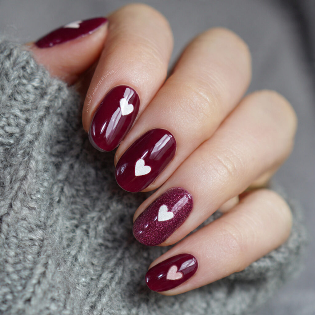 Tiny Heart Accent Burgundy