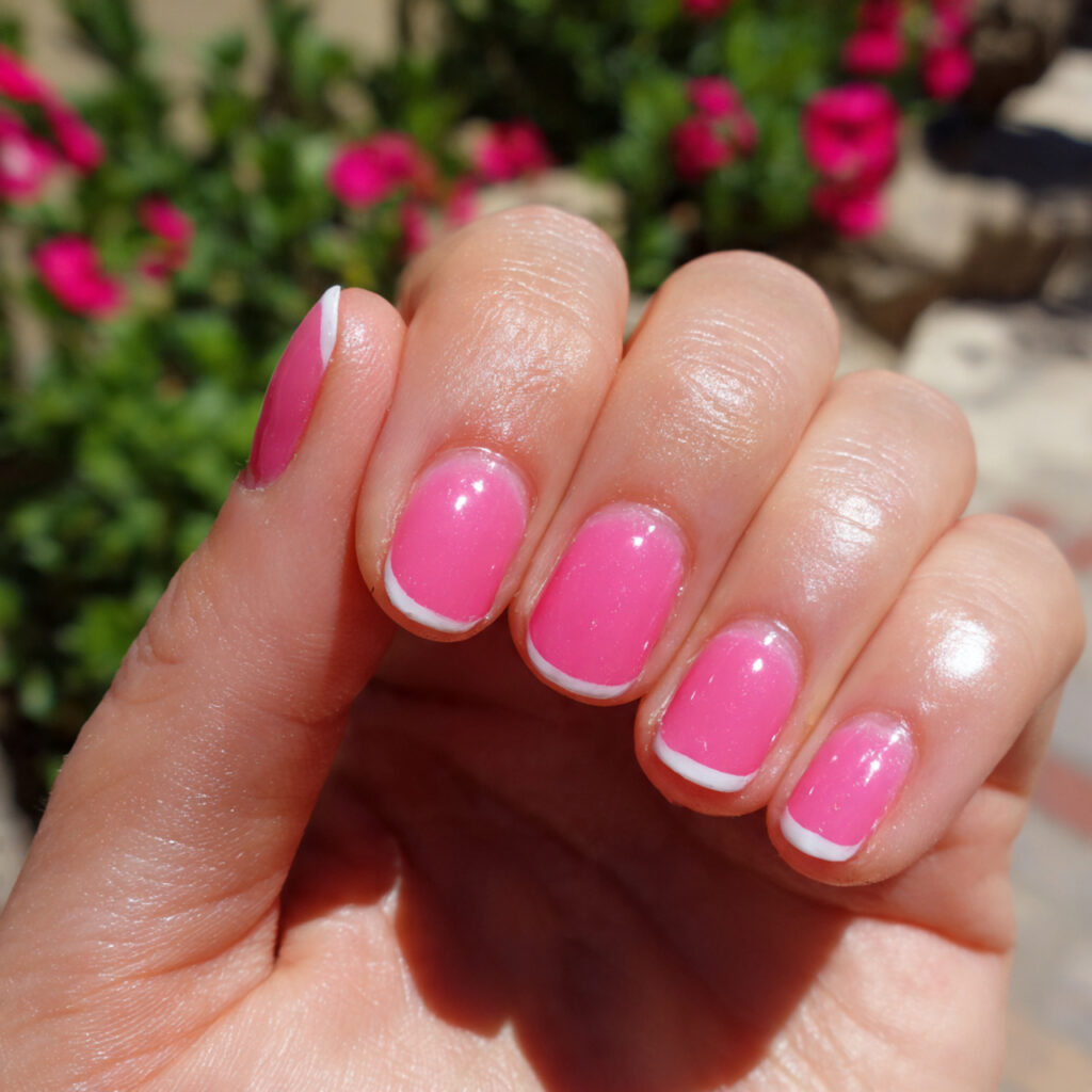 attractive 5 bubblegum pink french tips with outdo