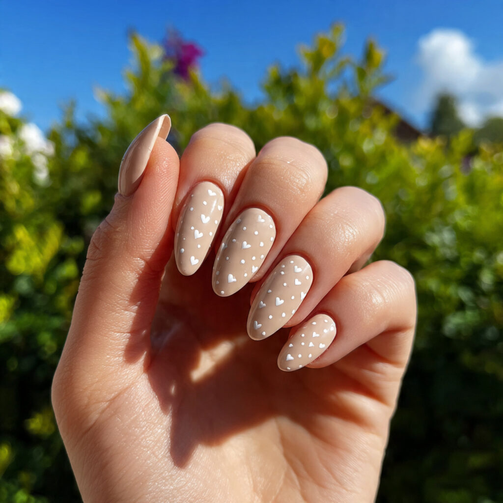 Nail Inspo Almond: 12 Dreamy Almond Nail Ideas You’ll Want to Save Instantly 4 attractive almond nails with tiny white hearts wit