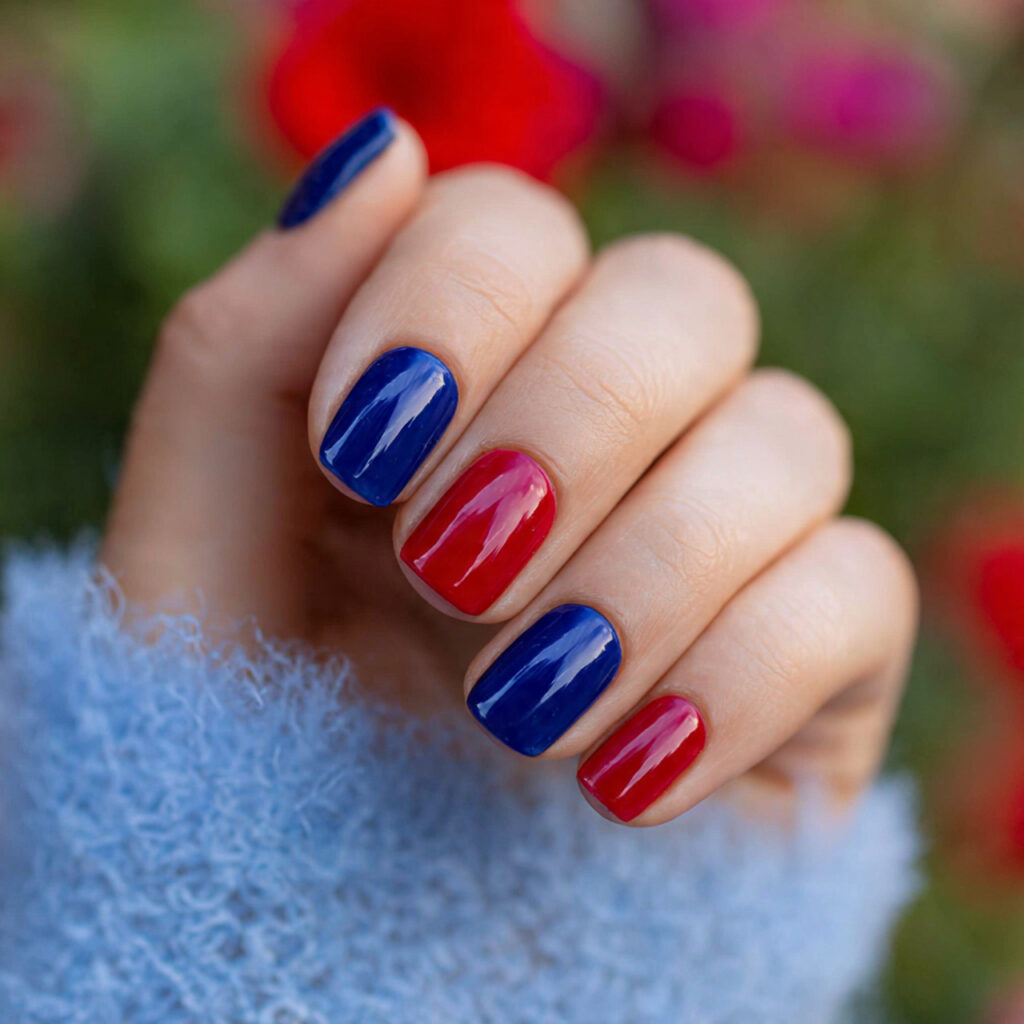 attractive alternating cherry red and royal blue s