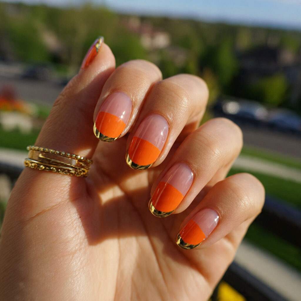 attractive angerine french with gold line detail n