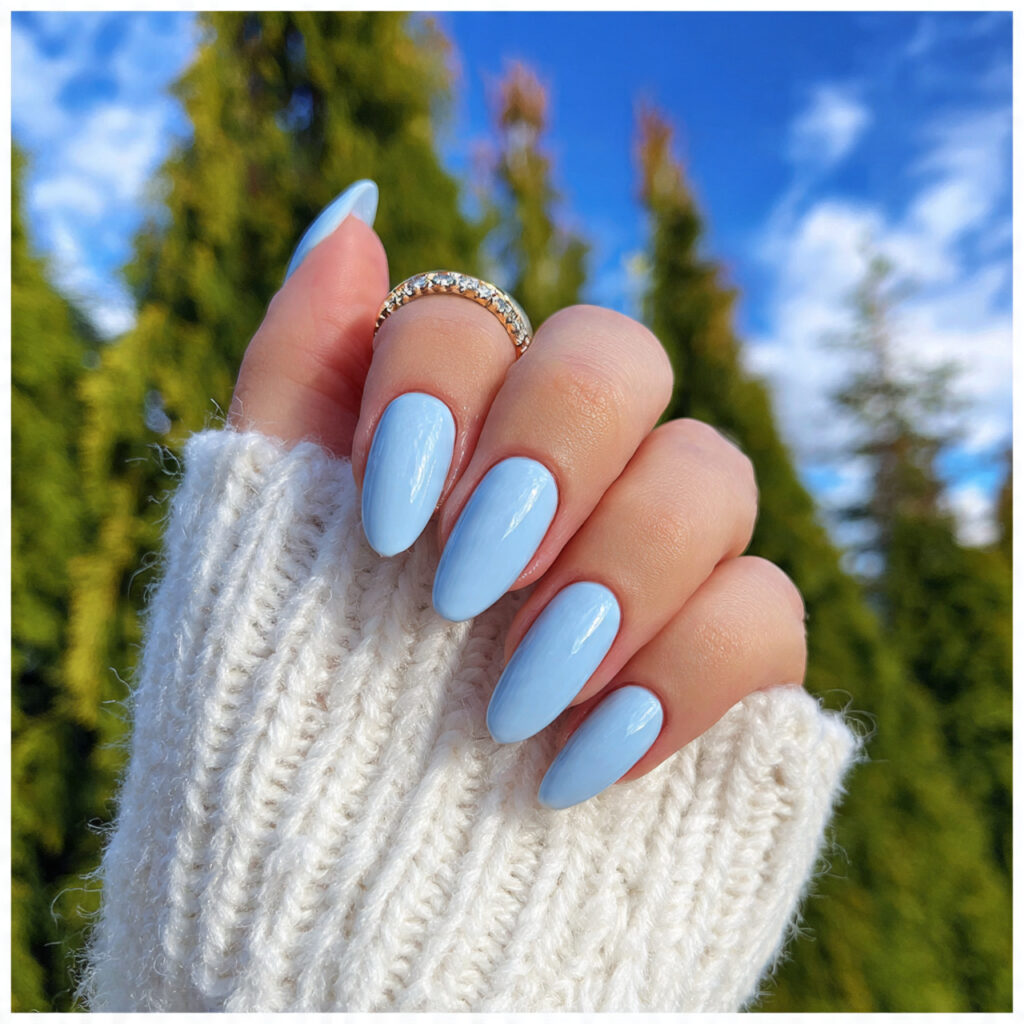 attractive baby blue very short nails with summer
