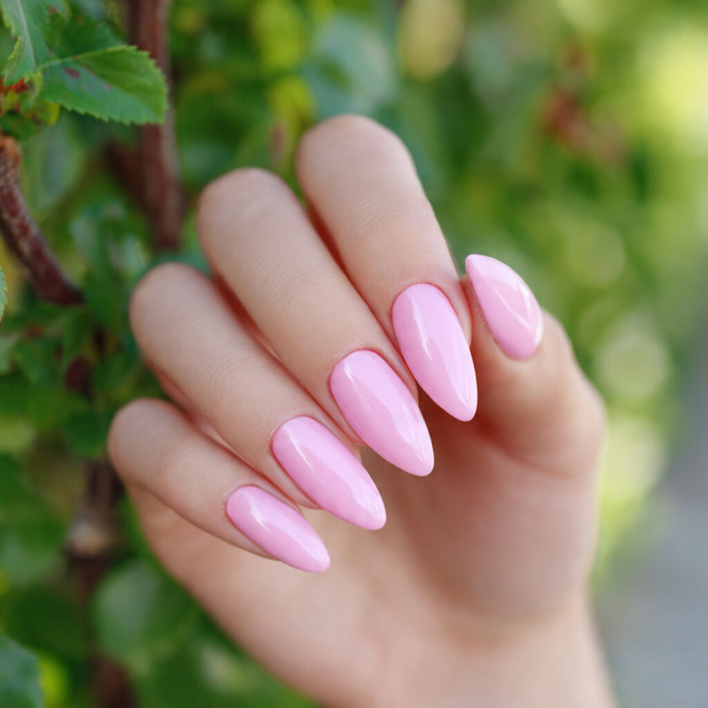 attractive baby pink velvet cat eye nails outdoor