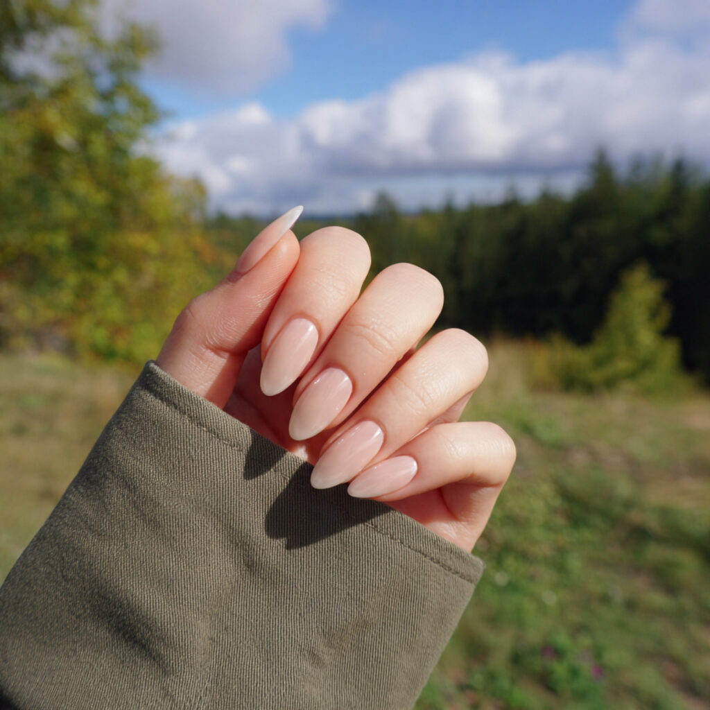 attractive barely there simple jelly nails with ou