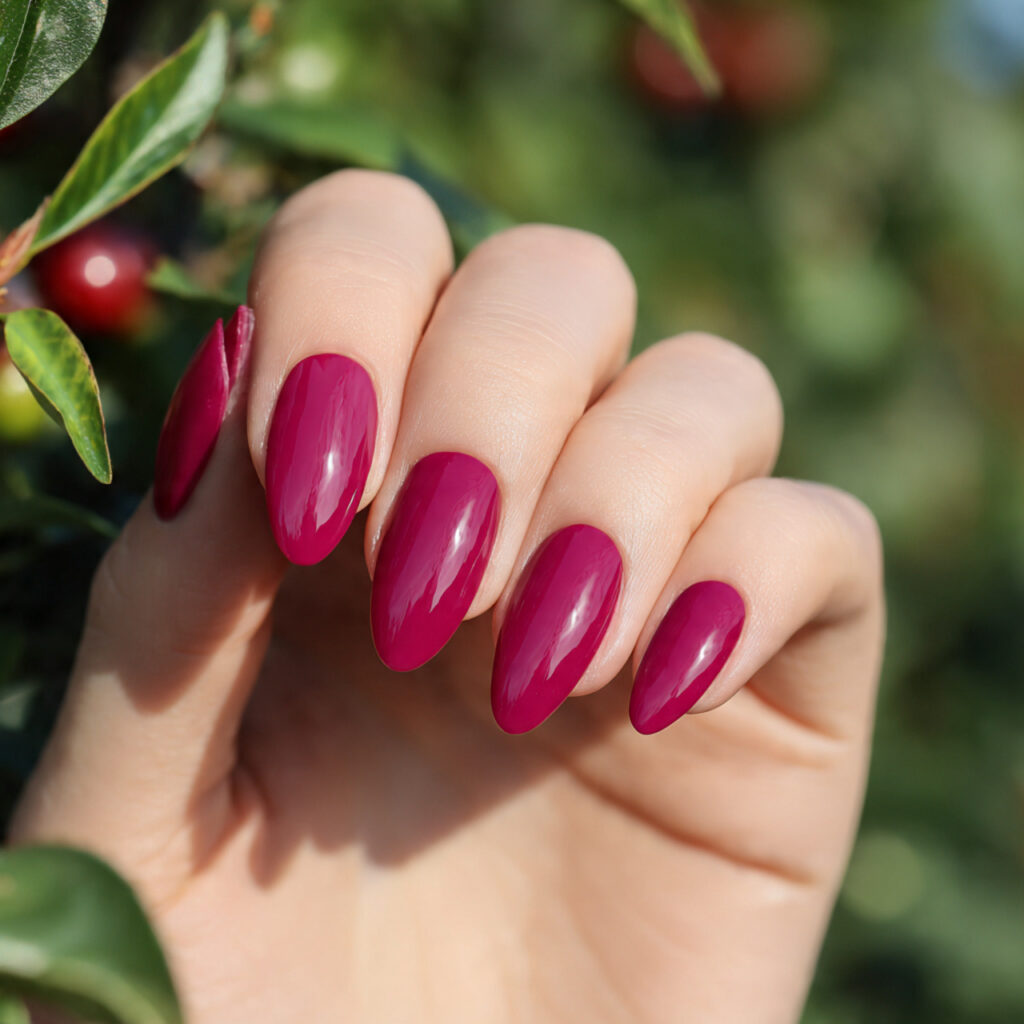 attractive berry blush dark pink nails with outdoo