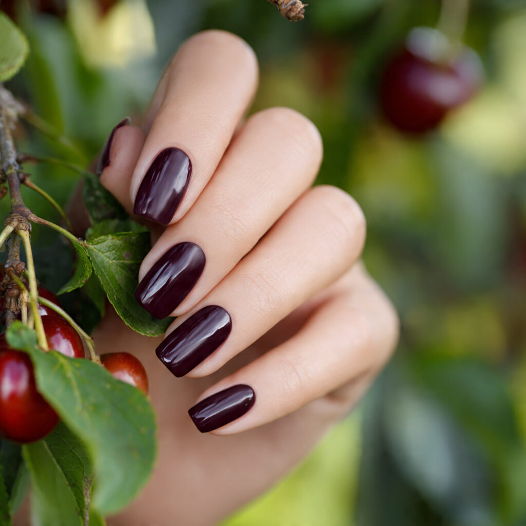 attractive black cherry square nails nails with su