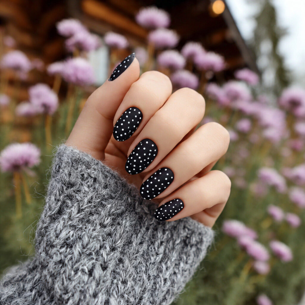 attractive black dot minimalist nails nails with o