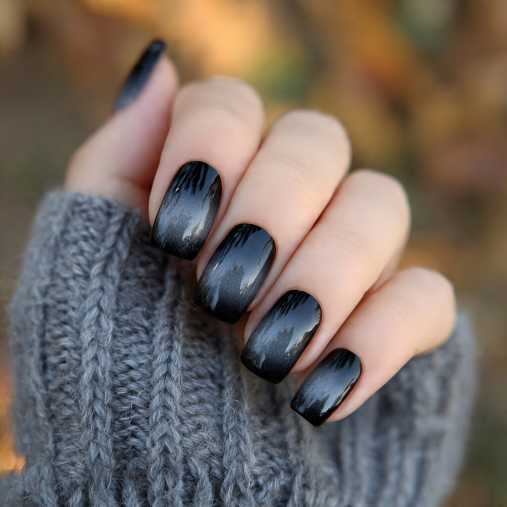 attractive black ombr acrylic nails fading into si 1