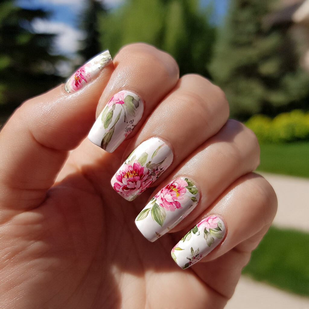 attractive blooming gel watercolor nails with outd