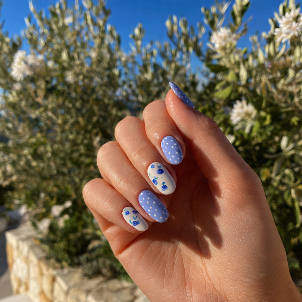 attractive blueberry dot short gel nails short nai