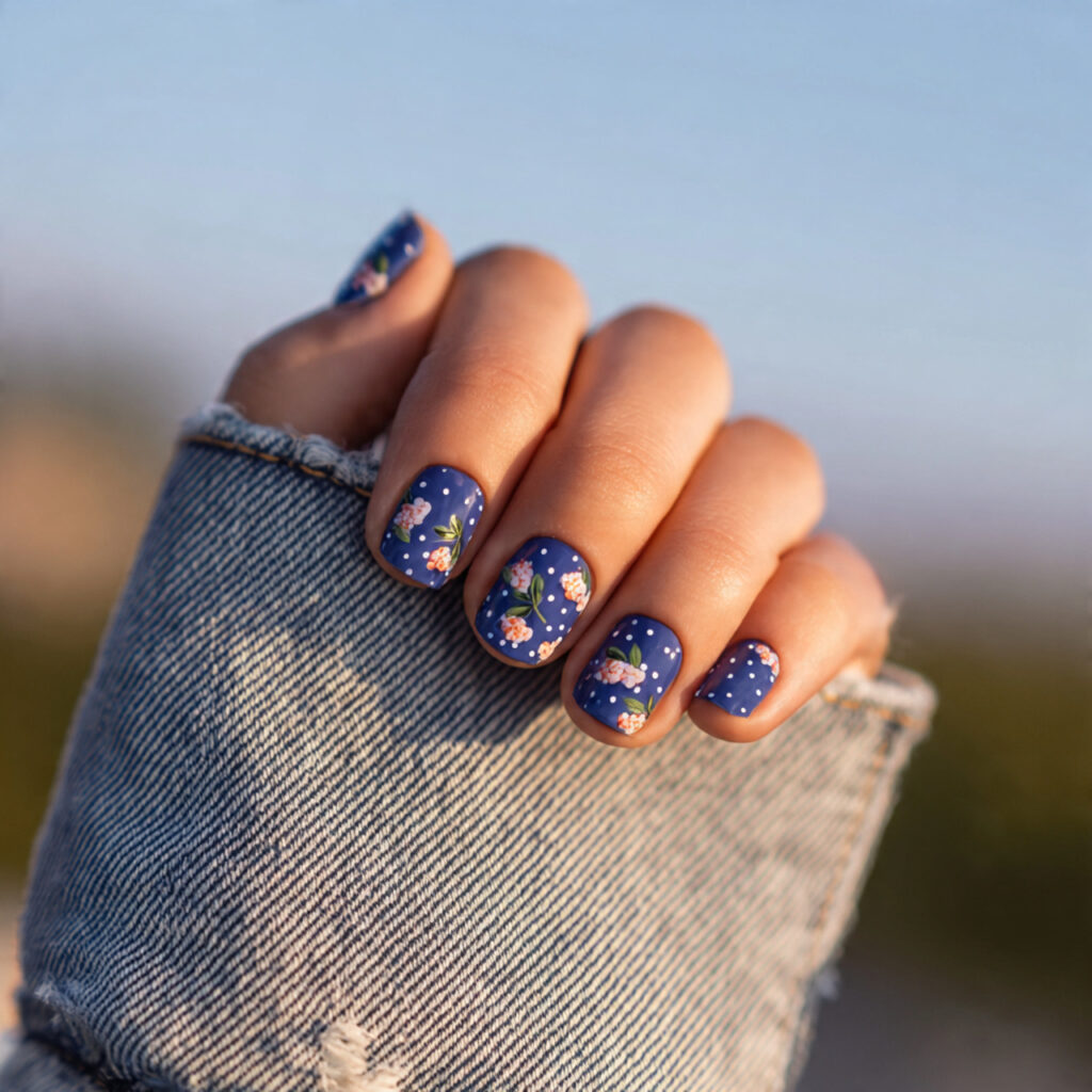 attractive blueberry dot short nails short nails w