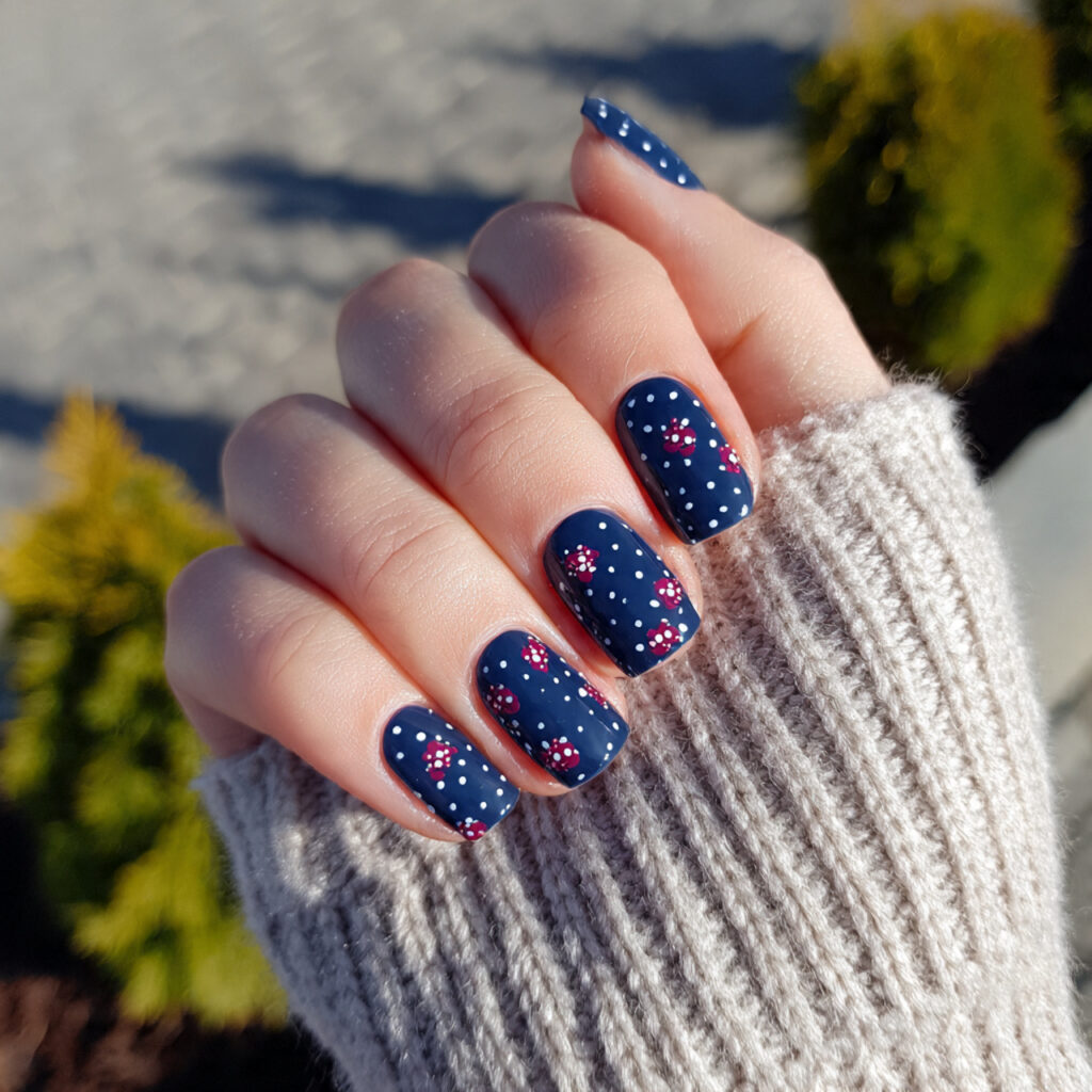 attractive blueberry dot short square acrylic nail