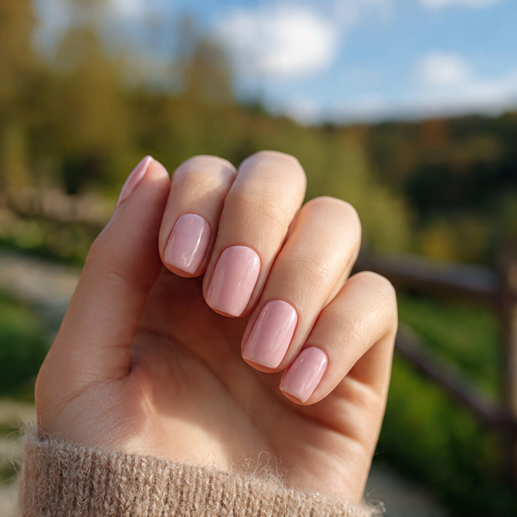 attractive blush pink glass nails short nails with
