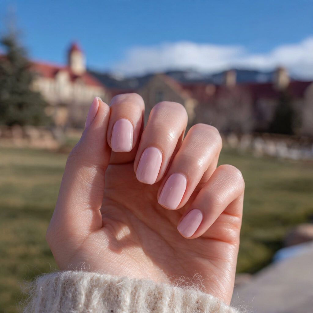 Nail Inspo Pink: 14 Dreamy Pink Nail Ideas You’ll Want to Save Immediately 2 attractive blush pink short square nails with outd