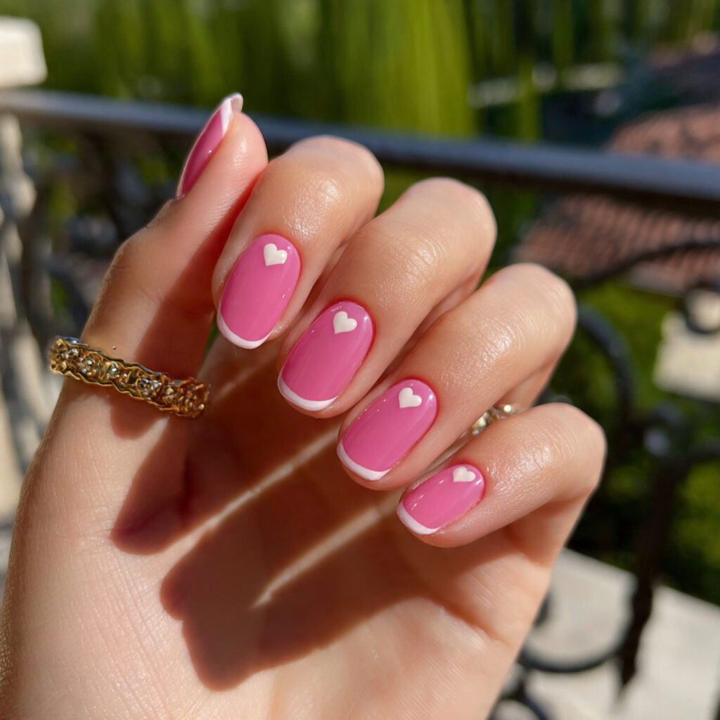 attractive bubblegum pink french with tiny heart a
