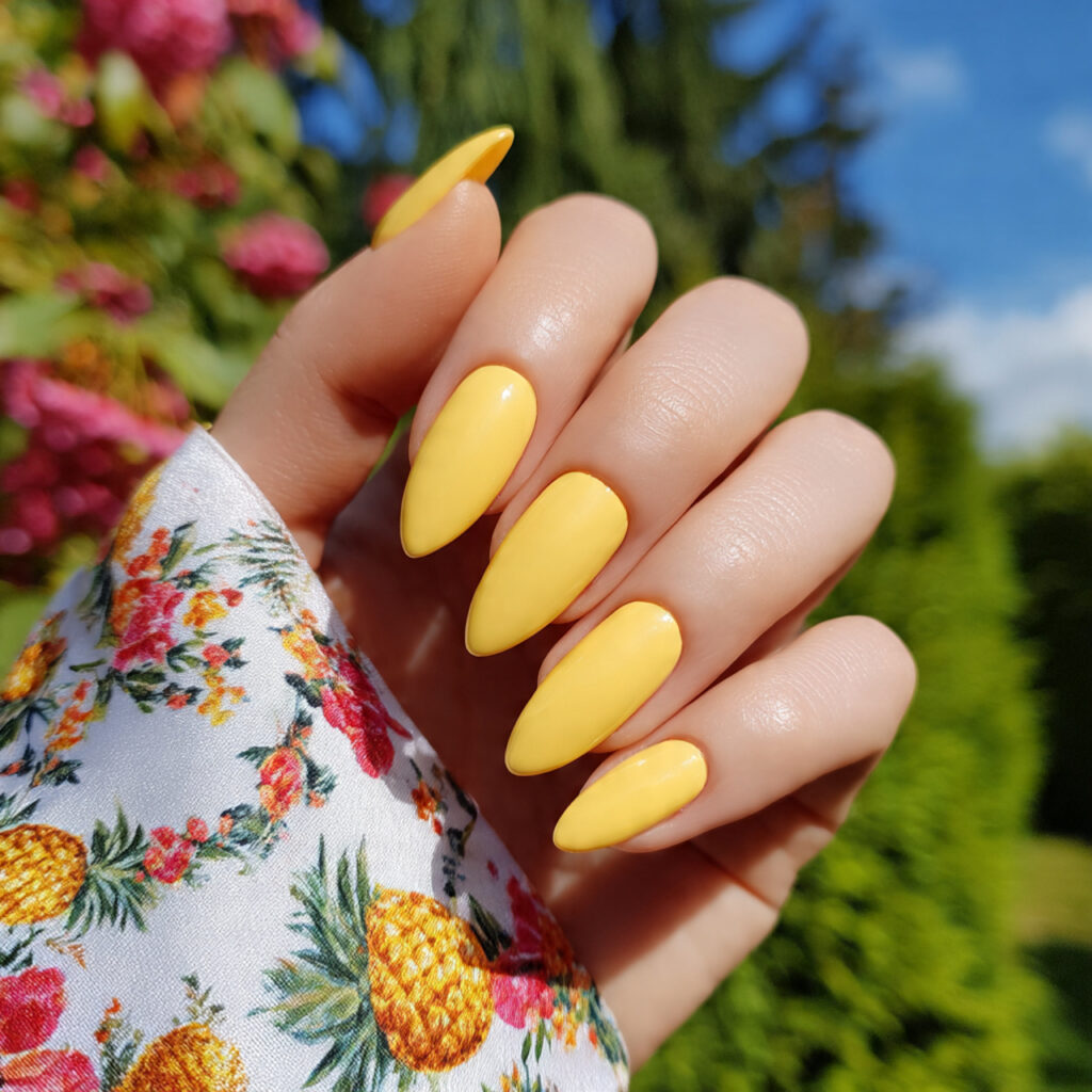 Short Almond Acrylic Nails: 14 Dreamy Designs That Feel Soft, Chic, and So Save-Worthy 4 attractive butter yellow short almond acrylic nail