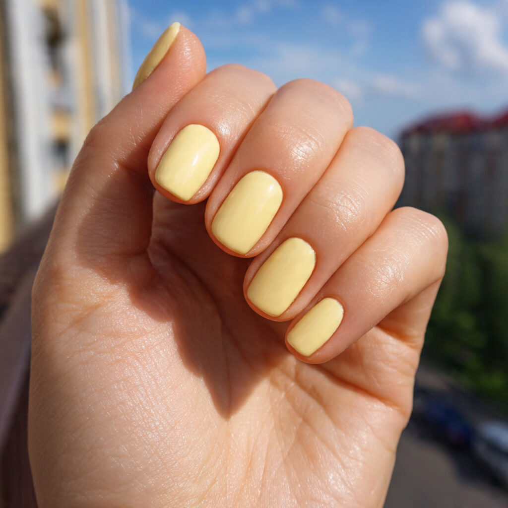 attractive butter yellow short nails short nails w