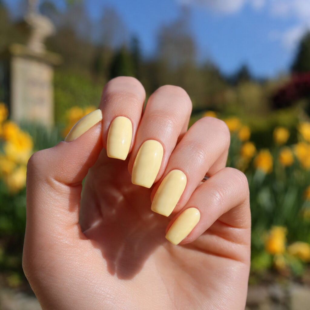 attractive butter yellow soft sunshine gloss nails