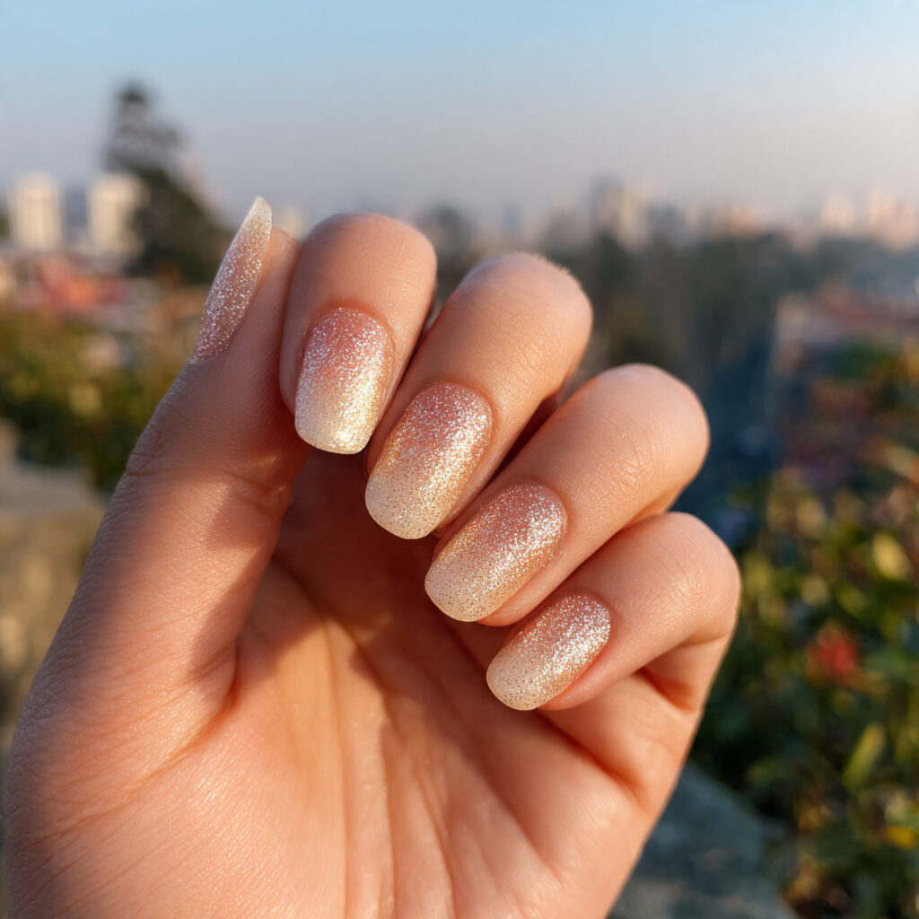 attractive champagne glitter fade soft golden spar