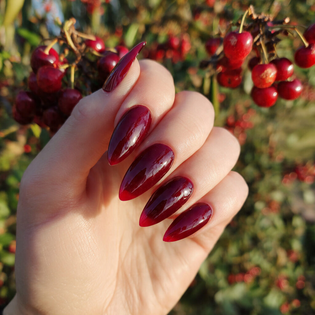Summer Acrylic Nails: 14 Glossy, Vacation-Ready Designs You’ll Want to Screenshot 4 attractive cherry jelly almond acrylics nails with