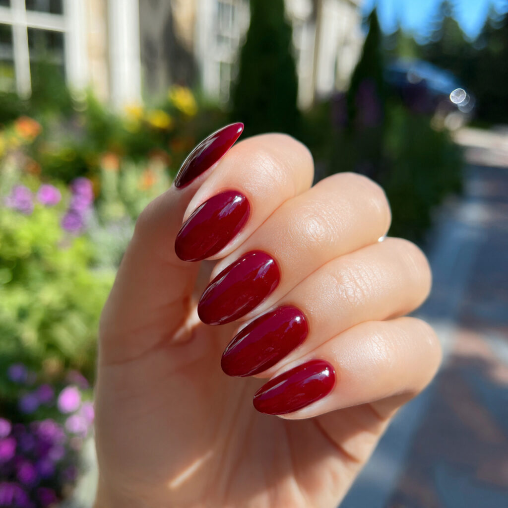 attractive cherry jelly short oval nails with summ 1