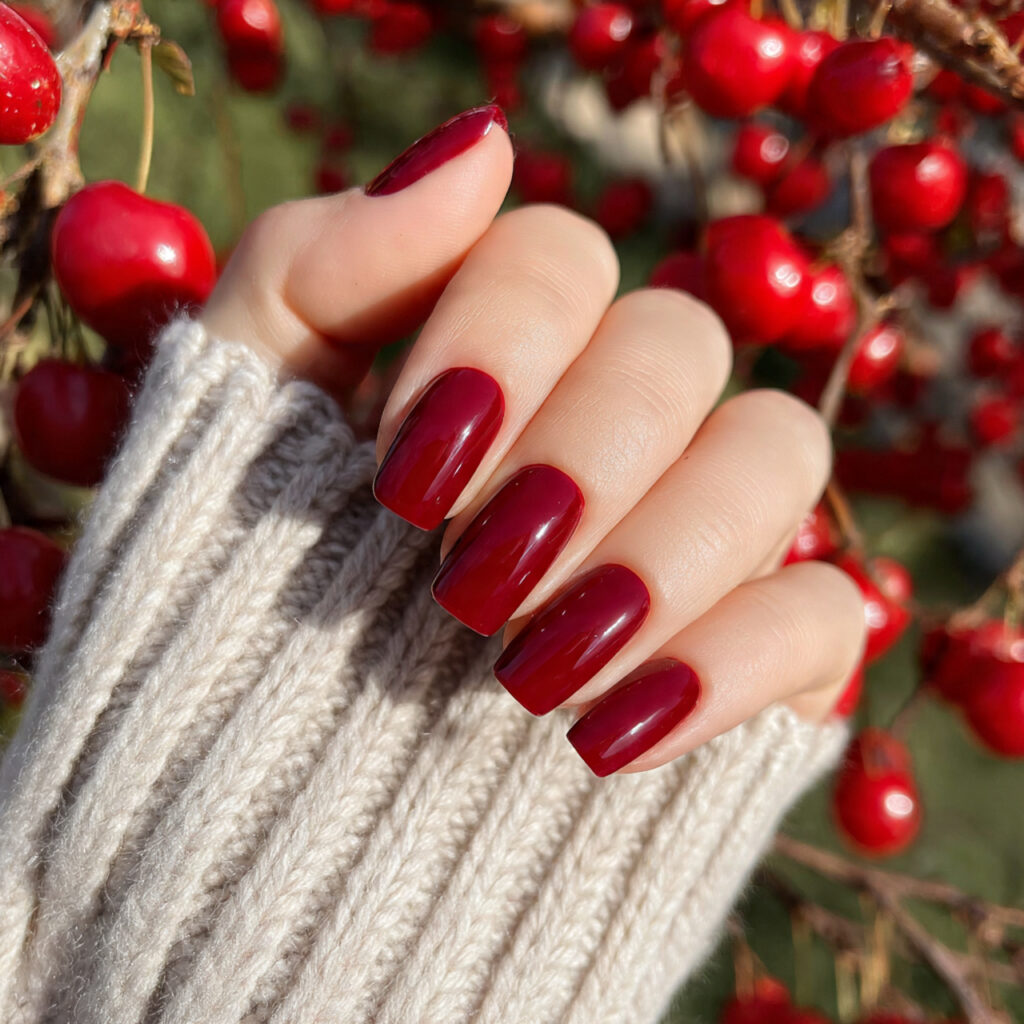 Nail Inspo 2026: 14 Aesthetic Nail Ideas That Feel So Fresh, Soft, and Trendy 9 attractive cherry red jelly nails with outdoor bac 1